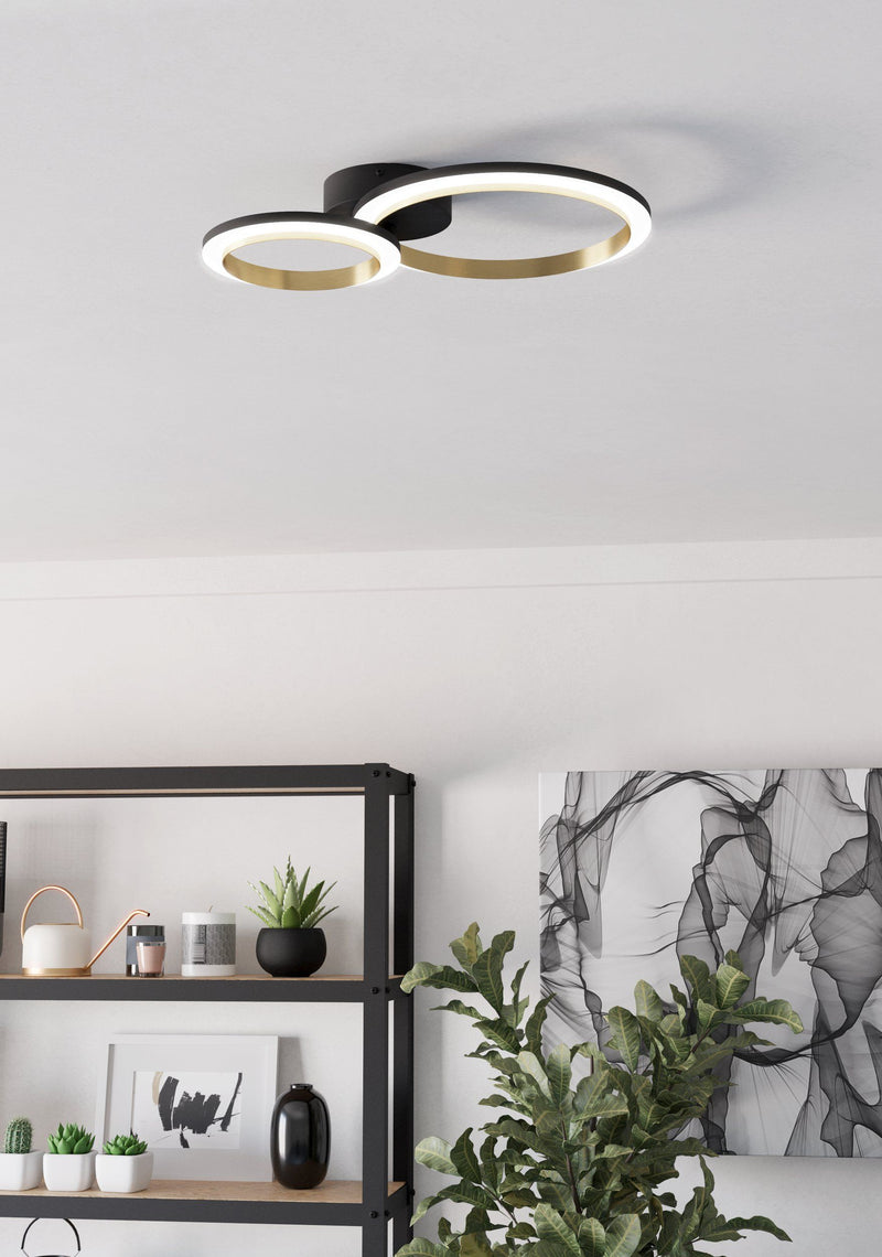 Carregue imagem no visualizador da galeriaCandeeiro de teto LED preto e latão CALLIERA EGLO
