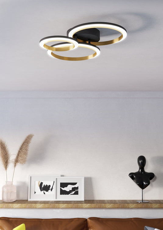 Candeeiro de teto LED preto e latão CALLIERA EGLO