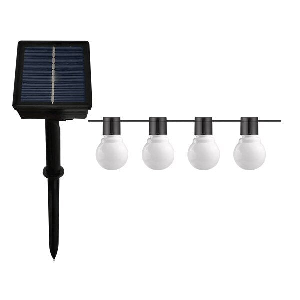 Load image into Gallery viewer, Grinalda de luzes exterior solar 7 metros com 20 lâmpadas com revestimento a branco. Grinalda solar/cabo de arraial 
