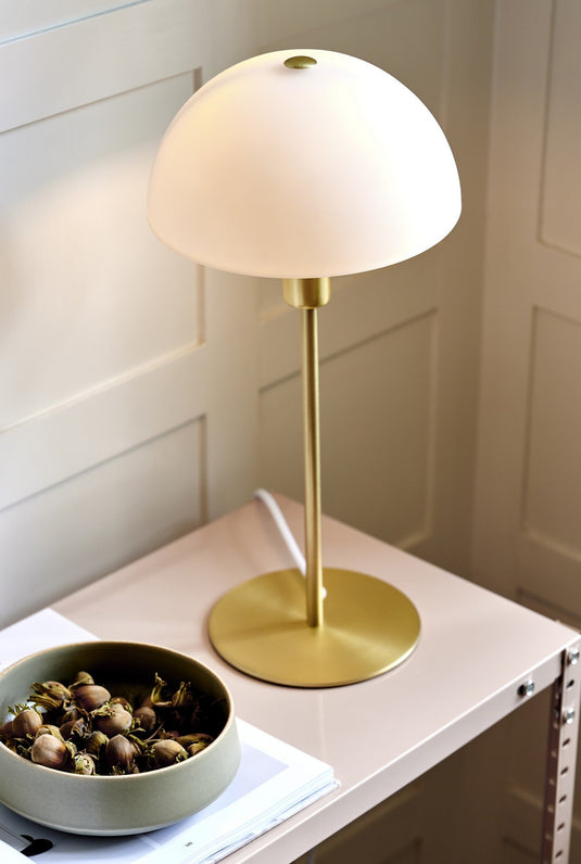 Candeeiro de Mesa em Latão com Abajur de Vidro Ellen 20 NORDLUX
