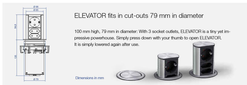 Bild in den Galerie-Viewer hochladenTOMADA ELEVATOR 1X SCHUKO + 2X CARREGADOR USB (5.2V/2.15A) 
