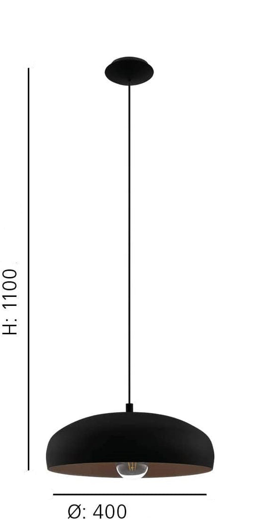 Candeeiro de Teto Suspenso com Aço Branco e Cobre 94605 EGLO
