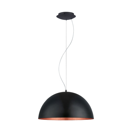 Candeeiro de Tecto Suspenso Eglo Gaetano 1 Preto e Cobre Ø53cm