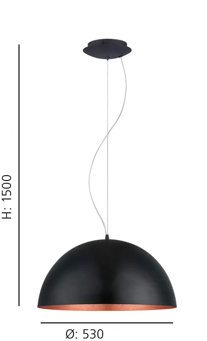 Load image into Gallery viewer, Candeeiro de Tecto Suspenso Eglo Gaetano 1 Preto e Cobre Ø53cm
