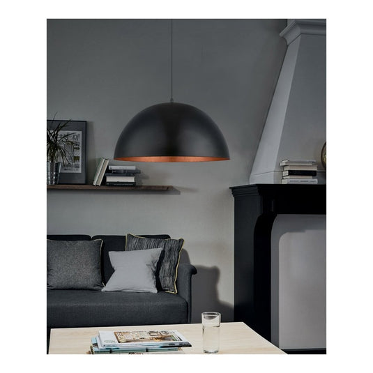 Candeeiro de Tecto Suspenso Eglo Gaetano 1 Preto e Cobre Ø53cm