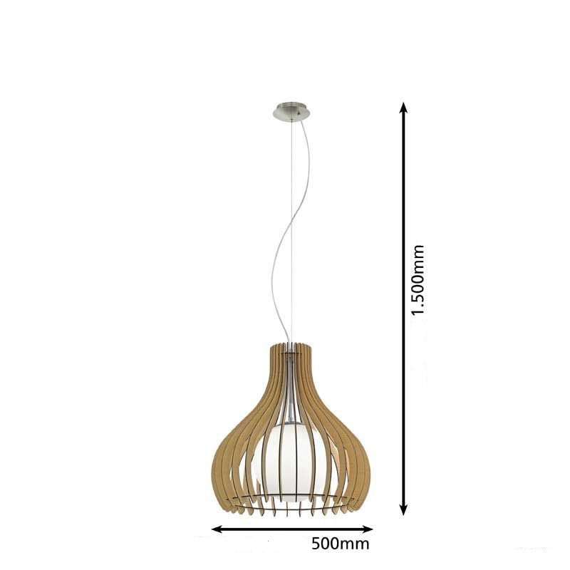 Carregue imagem no visualizador da galeriaCandeeiro de teto suspenso Tindori Ø500mm madeira EGLO
