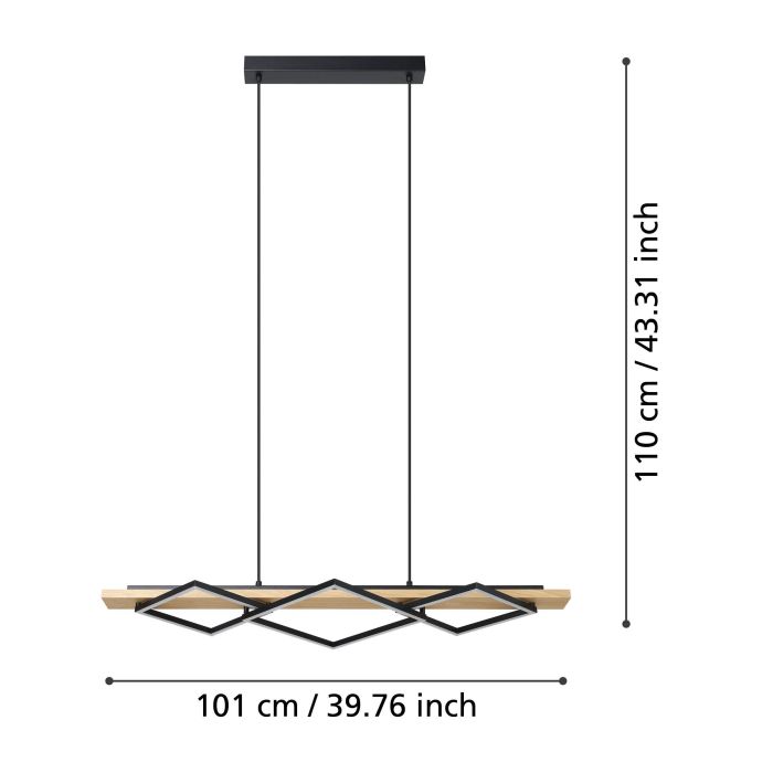 Load image into Gallery viewer, Candeeiro de teto suspenso BOYAL com LED e madeira clara EGLO
