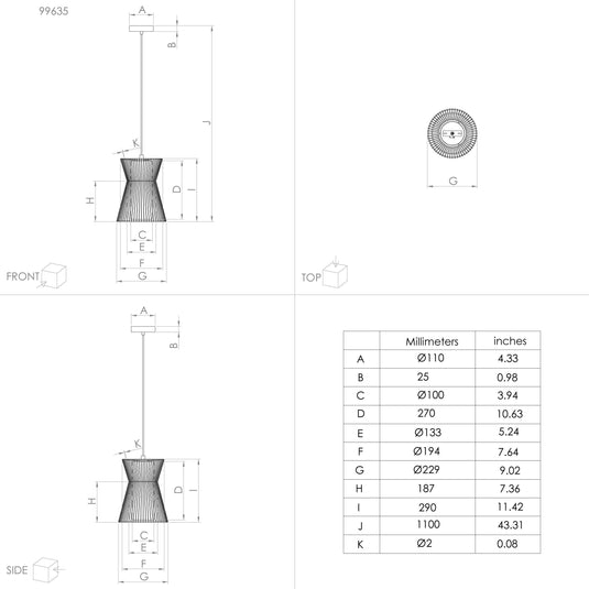 Candeeiro de tecto suspenso eglo maseta 99635