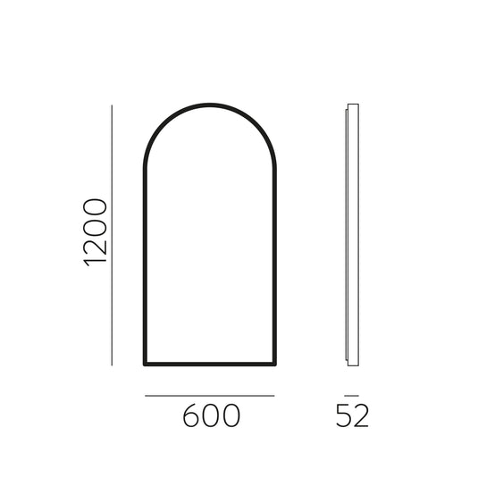 Miroir avec éclairage LED 46 W, 3 000 K, 1 200 x 600 mm
