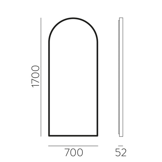 Miroir avec éclairage LED 63 W, 3 000 K, 1 700 x 700 mm