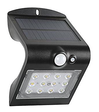 APLIQUE SOLAR LED 1.5W 220Lm 4000K C/ SENSOR IP65 PRETO 