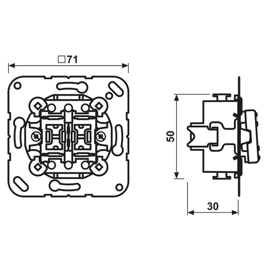 Botão de Pressão Duplo comutador 10 A 250 V JUNG 539U