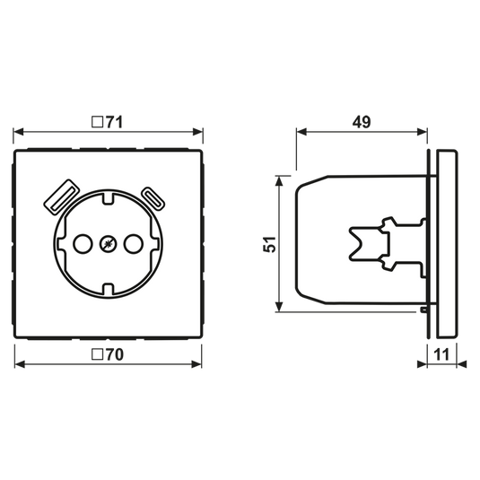 Tomada SCHUKO® com Carregador USB Tipo A e C Safety Plus LS JUNG