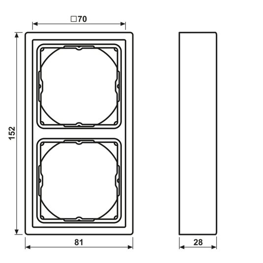 Aro Duplo 28 mm Branco para Montagem Vertical e Horizontal LS 990 JUNG