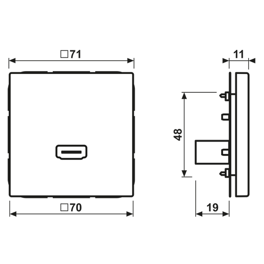 Adaptador HDMI em Termoplástico Cinzento Claro Série LS JUNG