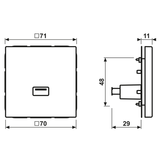 Adaptador USB 2.0 em Termoplástico Cinzento Claro Série LS JUNG