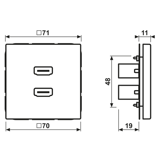 Adaptador HDMI 2 x Termoplástico Cinzento Claro LS JUNG