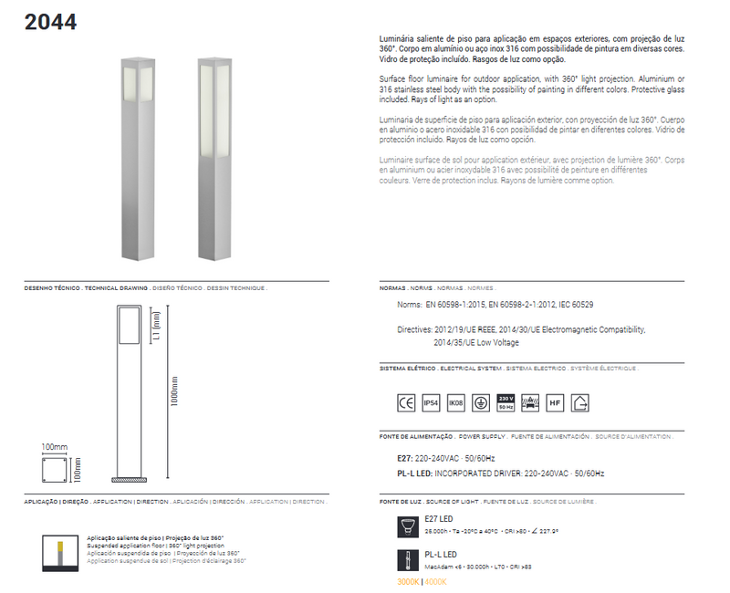 Load image into Gallery viewer, Balizador 100cm Cinza E27 Tromilux
