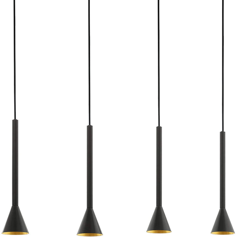 Cargue la imagen en el visor de la galería, Candeeiro de Tecto Suspenso LED Preto e Ouro CORTADERAS EGLO
