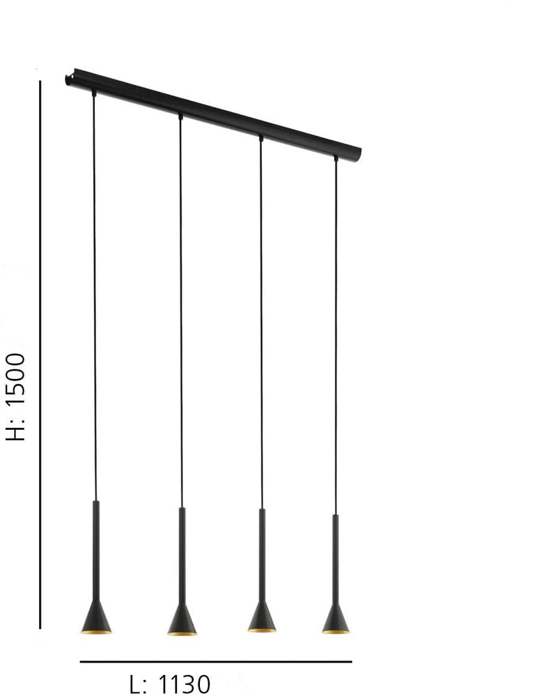 Cargue la imagen en el visor de la galería, Candeeiro de Tecto Suspenso LED Preto e Ouro CORTADERAS EGLO
