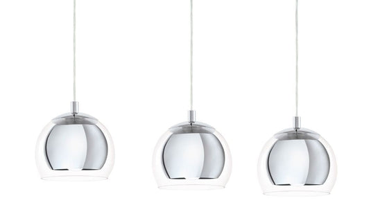 Candeeiro de Tecto Suspenso Cromado com Vidro Transparente ROCAMAR EGLO