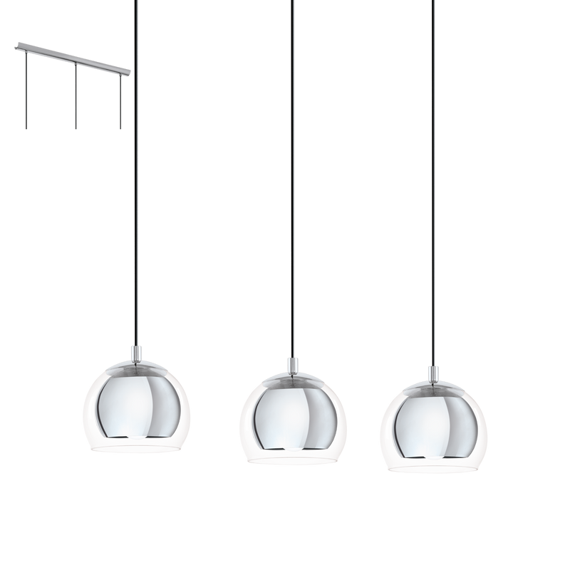 Carregue imagem no visualizador da galeriaCandeeiro de Tecto Suspenso Cromado com Vidro Transparente ROCAMAR EGLO
