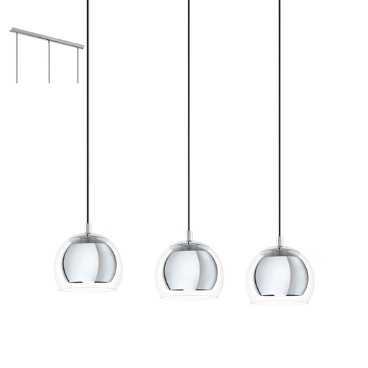 Candeeiro de Tecto Suspenso Cromado com Vidro Transparente ROCAMAR EGLO