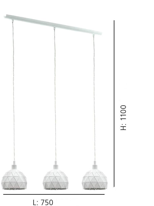 Candeeiro de Tecto Suspenso com Design Moderno e Abajures Brancos ROCCAFORTE EGLO