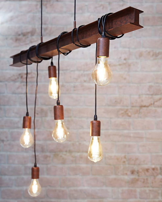 Candeeiro de Teto Suspenso Vintage 4 Lâmpadas Castanho Townshend EGLO