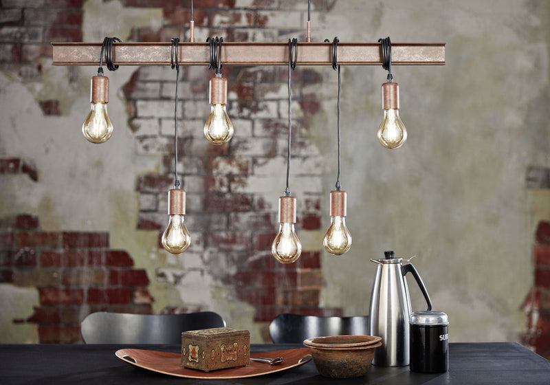 Load image into Gallery viewer, Candeeiro de Teto Suspenso Vintage 4 Lâmpadas Castanho Townshend EGLO
