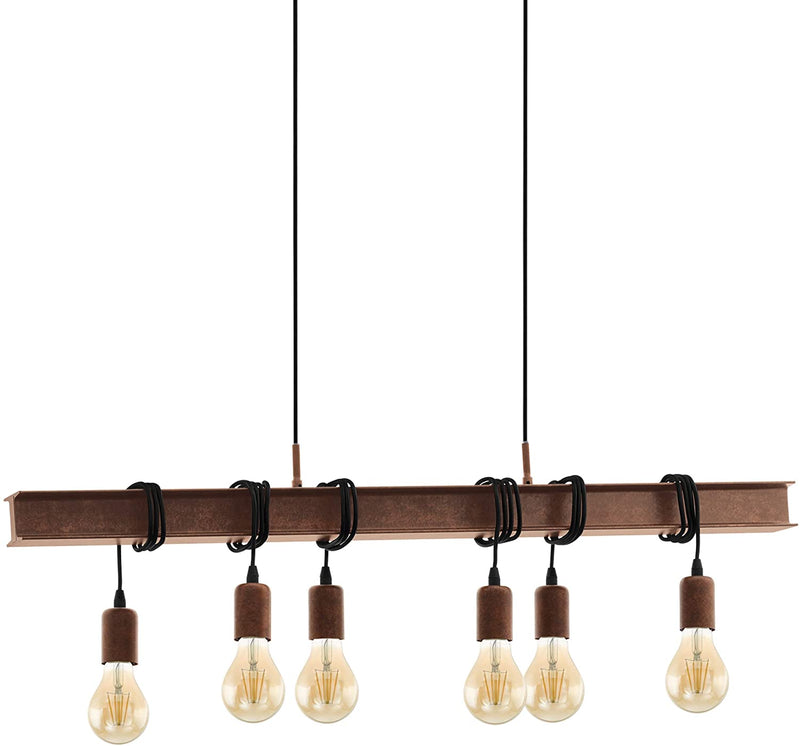 Load image into Gallery viewer, Candeeiro de Teto Suspenso Vintage 4 Lâmpadas Castanho Townshend EGLO

