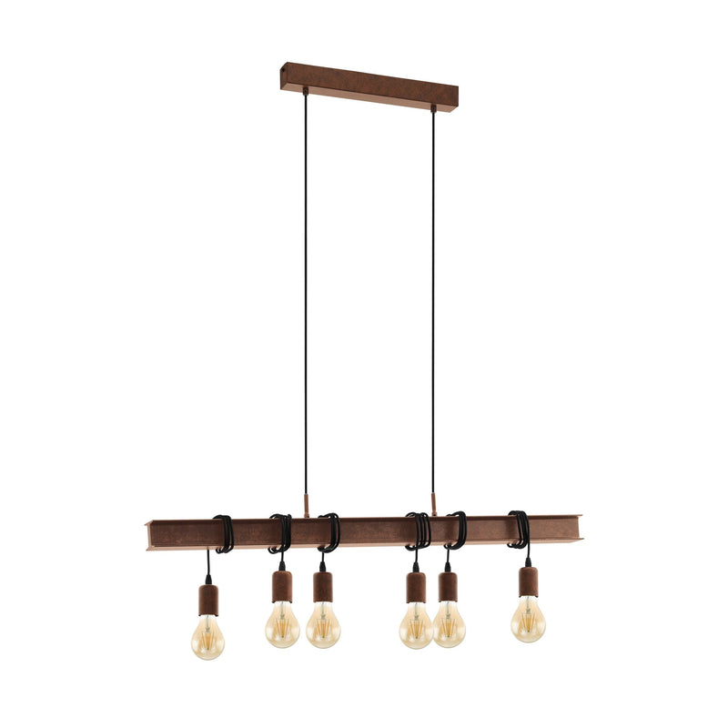 Load image into Gallery viewer, Candeeiro de Teto Suspenso Vintage 4 Lâmpadas Castanho Townshend EGLO
