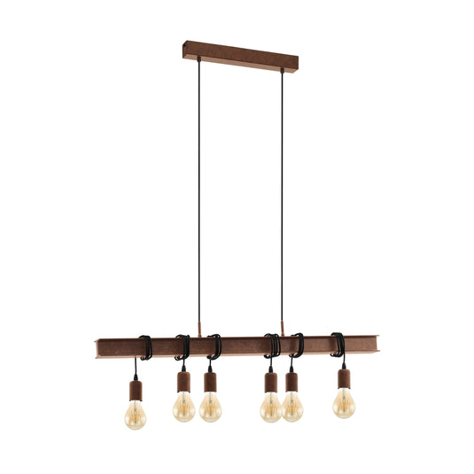 Candeeiro de Teto Suspenso Vintage 4 Lâmpadas Castanho Townshend EGLO