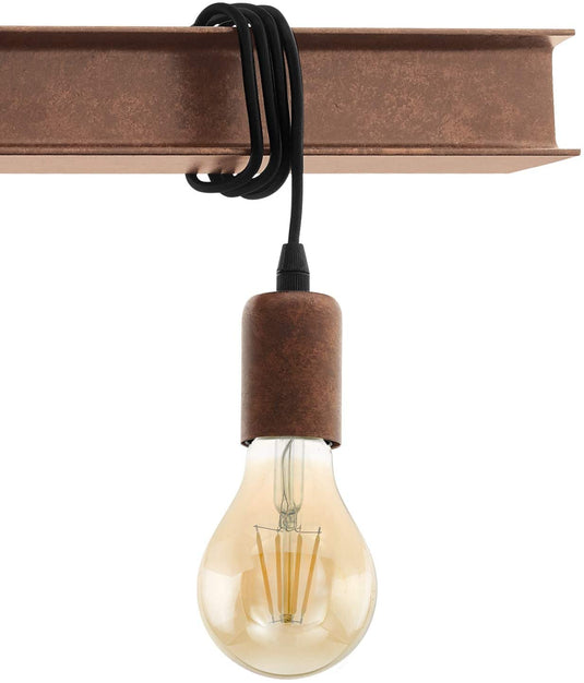 Candeeiro de Teto Suspenso Vintage 4 Lâmpadas Castanho Townshend EGLO