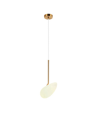 Candeeiro de Tecto Suspenso com luz led MATT OPAL WHITE GLASS BRASS METAL 5W 3000K PZA20255   zambelis 