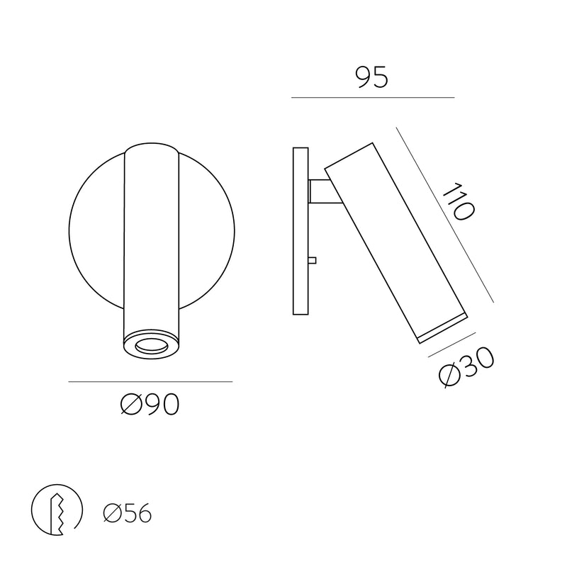 Carregue imagem no visualizador da galeriaAplique de Parede com luz orientável, acabamento em bronze
