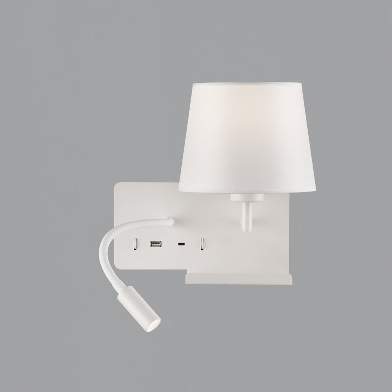 Carregue imagem no visualizador da galeriaAplique de Parede com luz orientável e carregamento USB, branco, direita
