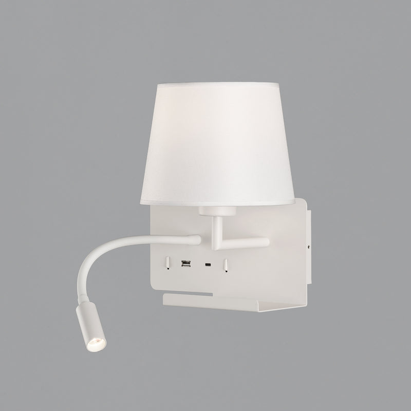 Carregue imagem no visualizador da galeriaAplique de Parede com luz orientável e carregamento USB, branco, direita

