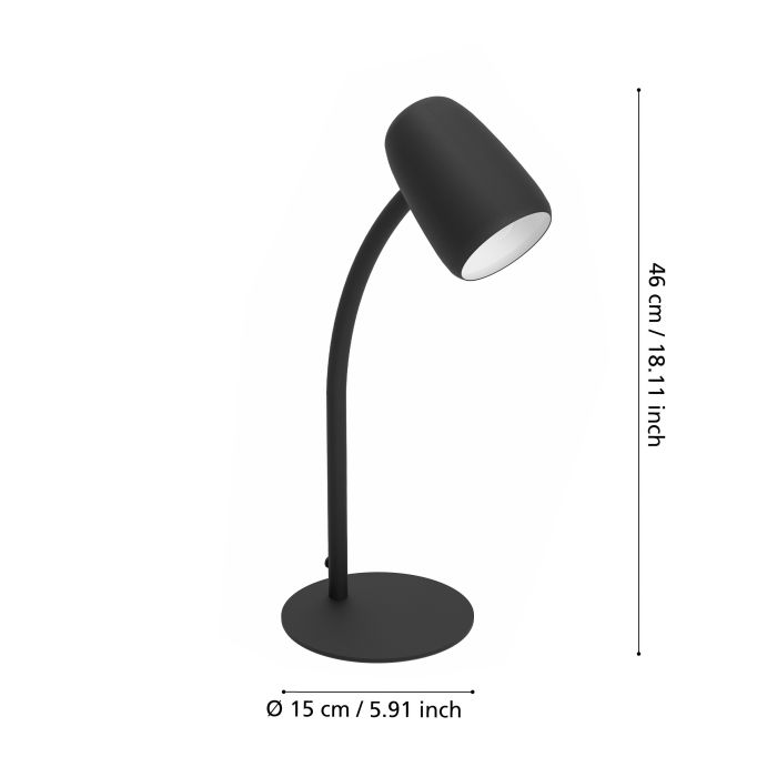 Load image into Gallery viewer, Candeeiro de Mesa Preto Mate Articulado CARLO EGLO
