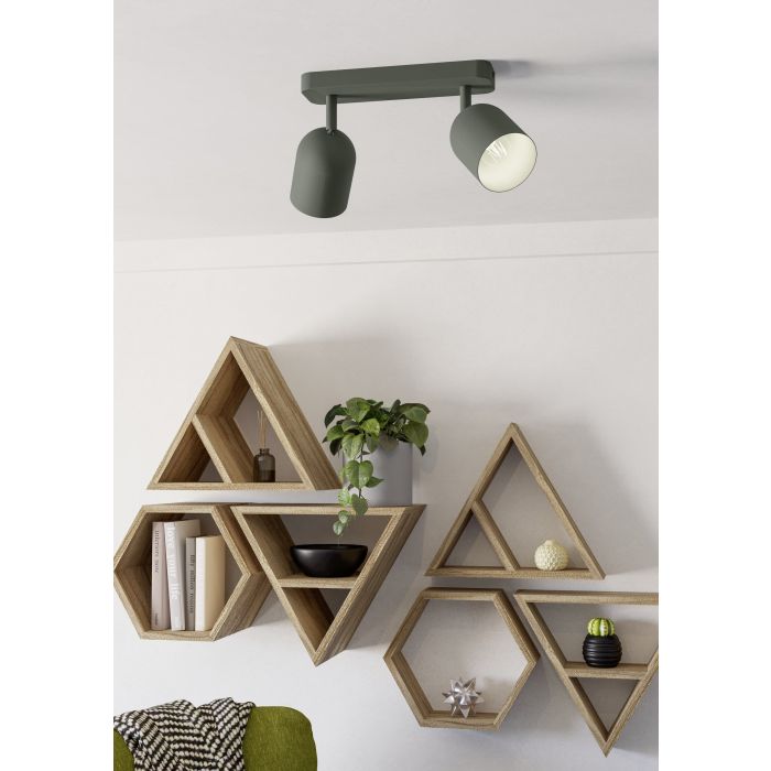 Load image into Gallery viewer, Foco de Teto com Dois Focos E14 Verde Musgo Mate TILSTON EGLO

