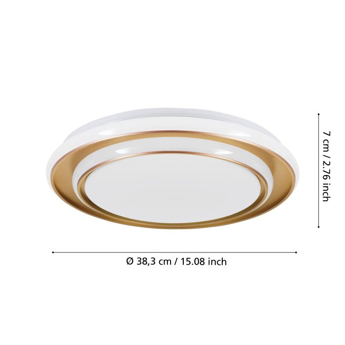 Load image into Gallery viewer, Candeeiro de teto LED branco e dourado MOSCHETTA EGLO
