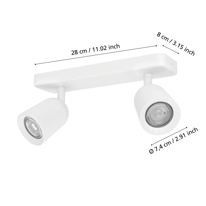 Carregue imagem no visualizador da galeriaCandeeiro de Teto CAMALDOLI Foco Branco com 2 Lâmpadas GU10
