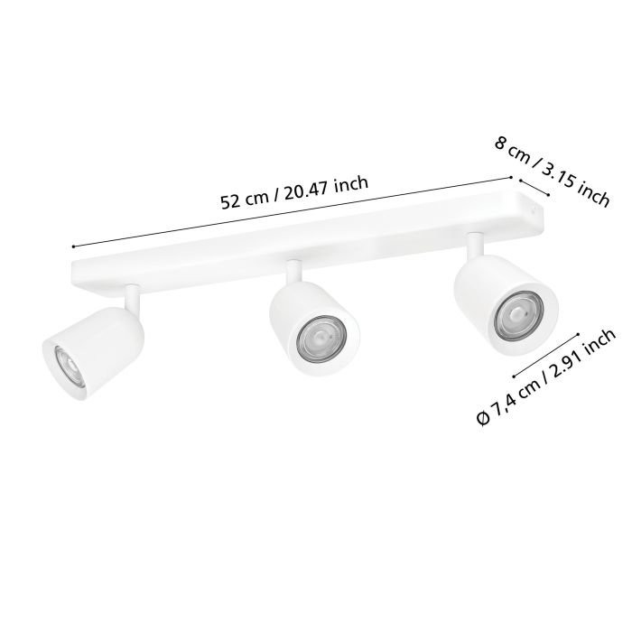 Carregue imagem no visualizador da galeriaProjetor de Trilho CAMALDOLI 3 Spots GU10 Branco - Iluminação Direcionada

