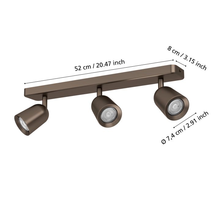Load image into Gallery viewer, Foco de Teto com 3 Lâmpadas Ajustáveis Bronze Escuro CAMALDOLI EGLO
