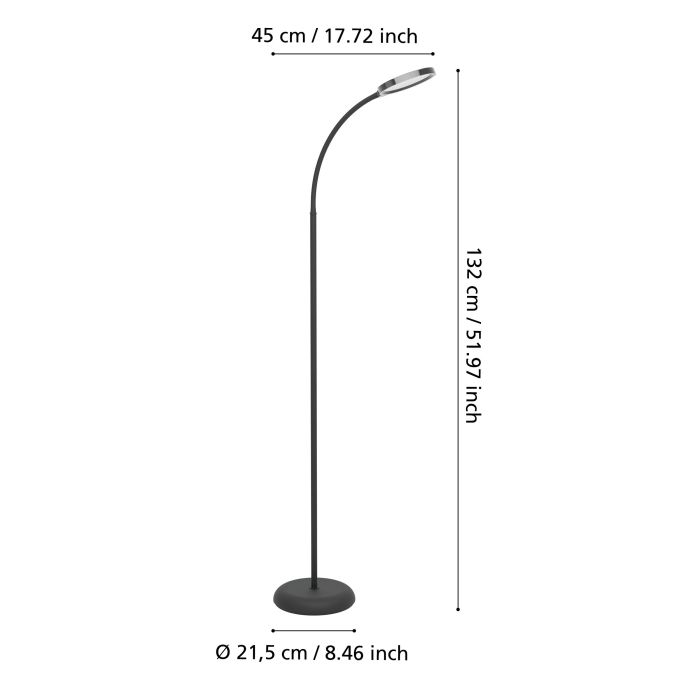 Load image into Gallery viewer, Candeeiro de pé com pescoço flexível e LED regulável LAURO EGLO
