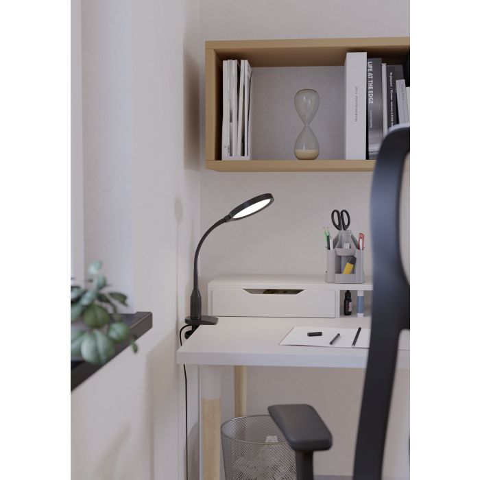 Load image into Gallery viewer, Candeeiro de Secretária LED-CCT com Clip Preto Mate LAURO EGLO
