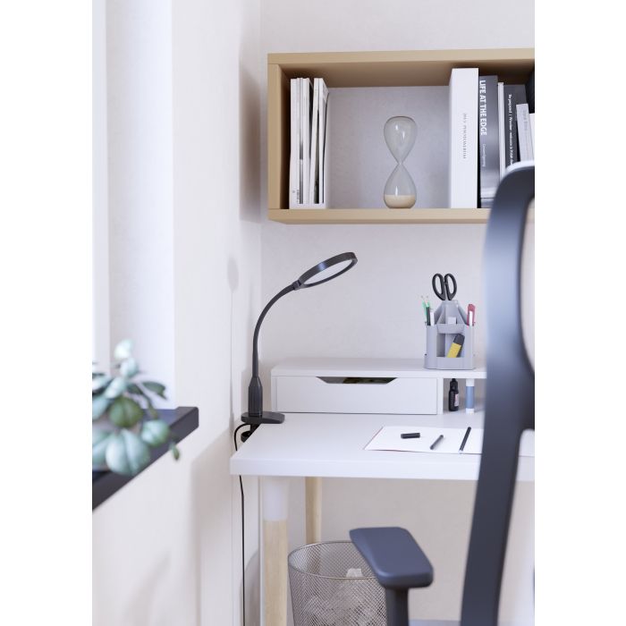 Load image into Gallery viewer, Candeeiro de Secretária LED-CCT com Clip Preto Mate LAURO EGLO
