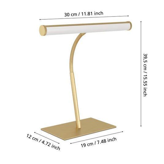 Candeeiro de Mesa LED com Pescoço Flexível Latão Escovado RICCIONE EGLO
