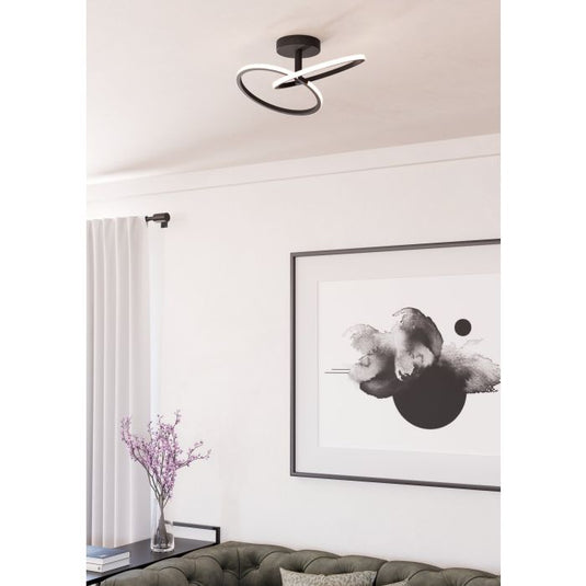 Candeeiro de teto LED com anéis inclinados preto mate CONGIUNTI EGLO