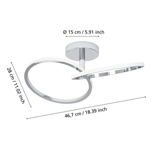 Candeeiro de teto LED com anéis deslocados e cromo CONGIUNTI EGLO